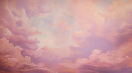Background of Renaissance cloud sky Painting: Warm Rose, Pink, Champagne Clouds - Classic Art