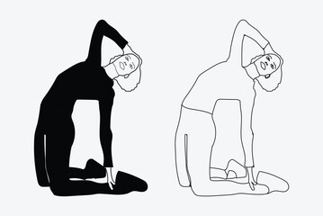 Grace in Motion, An Exquisite Collection of Flexible Woman Bending Line Art and Silhouette Set