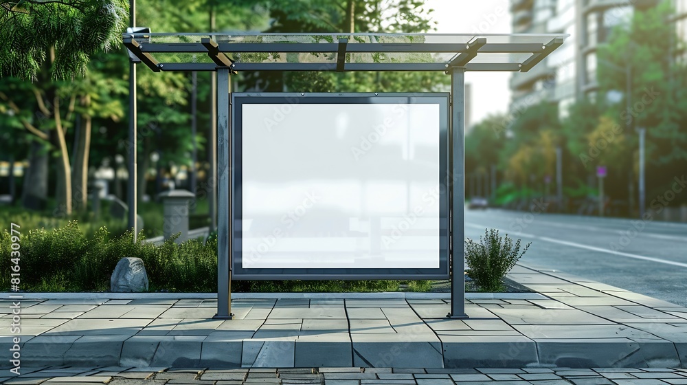 Aufkleber bus shelter at busstop blank white lightbox empty billboard bus shelter ad glass and aluminum struct