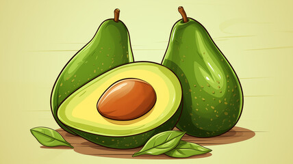 Hand drawn cartoon avocado illustration material

