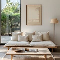 modern living room with an allwhite wal ai generative