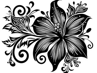 black and white floral ornament