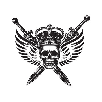 recommend clip art: custom skull crown vector illustration design style 