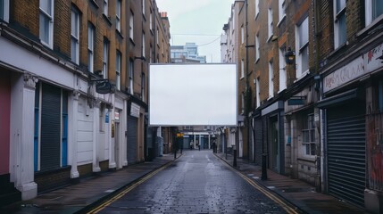 Fototapeta premium blank white billboard street in the old town