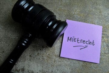Concept of Learning language - German. Mietrecht it means Tenancy law written on sticky notes....