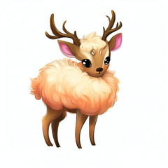 3D furry forest animal with beautiful colors and white background. with Generative AI technology