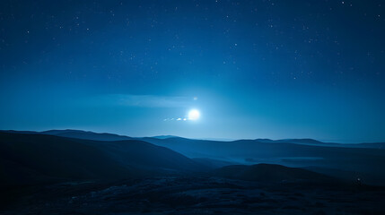 Full Moon star and landscape scenery silhouettes : Generative AI