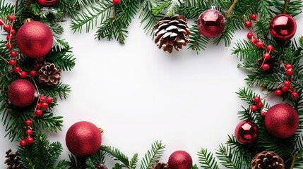 Isolated white background with a green Christmas frame