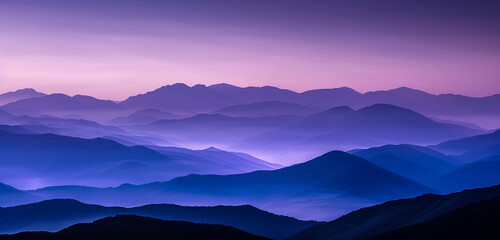 Misty layers cloak twilight mountains in an abstract portrayal.