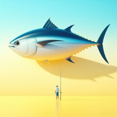 Fototapeta premium Hope at Sea: The Journey of Small Fishermen with Tuna