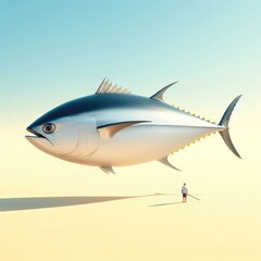 Obraz premium Hope at Sea: The Journey of Small Fishermen with Tuna