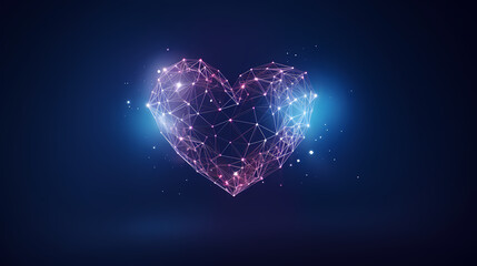 Glowing heart made of digital connections