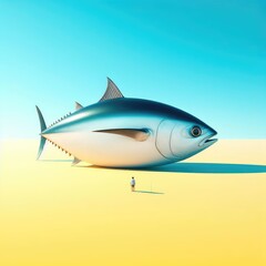 Naklejka premium Hope at Sea: The Journey of Small Fishermen with Tuna