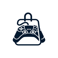 Game shop logo. Joystick game logo design template vector, console icon