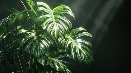 Fototapeta premium Hyper-Realistic Tropical Plant with Backlit Leaves 