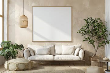 Poster Mockup in Minimalist Scandinavian Interior created with Generative AI