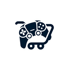 Game shop logo. Joystick game logo design template vector, console icon