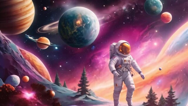 vibrant colorful space astronaut 