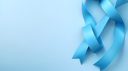 Photo of blue ribbon as symbol of cancer awareness