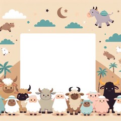 Obraz premium Design of Eid Al-Adha Greeting Card