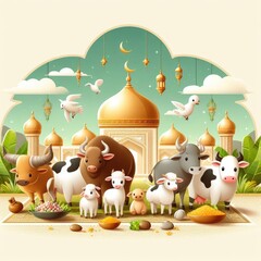Obraz premium Design of Eid Al-Adha Greeting Card
