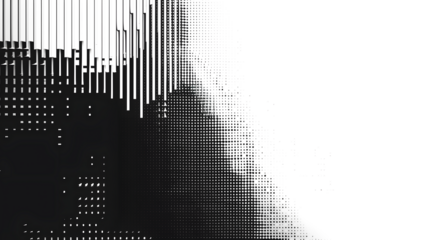 Futuristic abstract horizontal semitone, Black jagged lines half tone, on white and transparent background