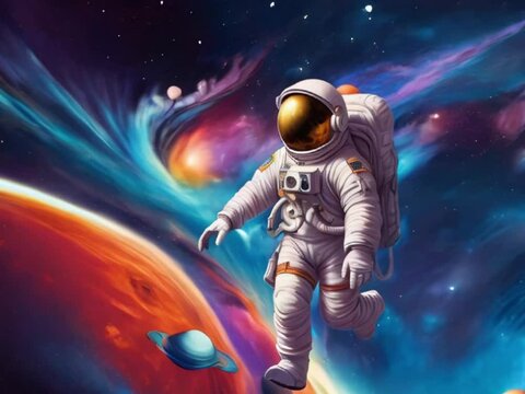 vibrant colorful space astronaut 