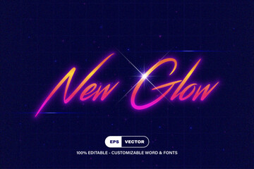 80's Editable Vector Retro neon text effect design, Travel Back to the 80s with Our Illustrator 80s Text Effects