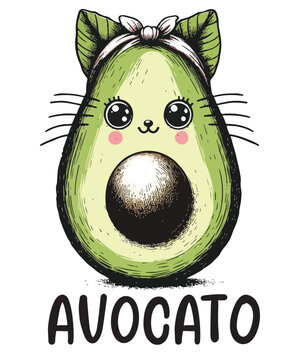 Avocato funny cat avocado saying T-shirt design vector, Avocato, avocado cat, cat mom, cat dad, cat lover shirt vector,
