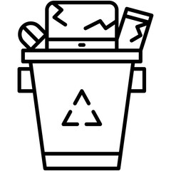 E Waste Icon. Electronic Junk Disposal Pictogram Graphic Illustration. Isolated Simple Line Icon For Infographic, App and Web Button.