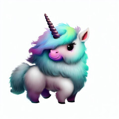 3D furry forest animal with beautiful colors and white background. with Generative AI technology
