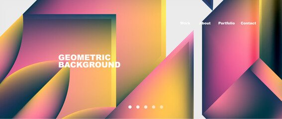 Abstract geometric shapes web design page. Vector Illustration For Wallpaper, Banner, Background, Card, Book Illustration, landing page
