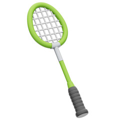Badminton Racket 3D Rendering Icon Isolated Transparent Background