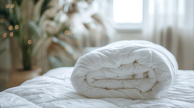 bed with pillows white duvet 