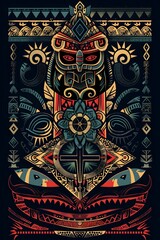 Vibrant Polynesian Inspired Tattoo Art with Tribal Motifs and Sea Creatures