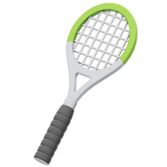 Tennis Racket 3D Rendering Icon Isolated Transparent Background