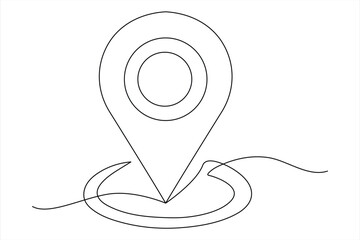 continuous one line google map point route directions and location outline vector art illustration