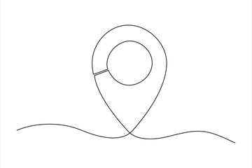 continuous one line google map point route directions and location outline vector art illustration
