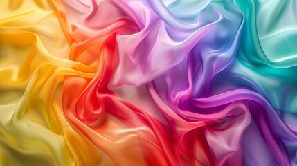 Obraz premium Close-Up Rainbow Colored Silk Fabric