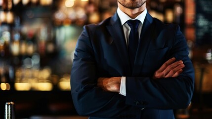Fototapeta premium portrait businessman stand on digital background