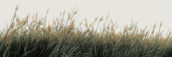 Fototapeta premium Tall botanical dune straw grass isolated on a background with foliage