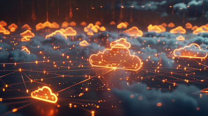 Network of Orange Clouds in Sky