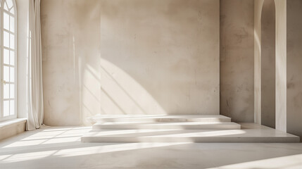 Minimalistic Empty Room With White Walls and Window