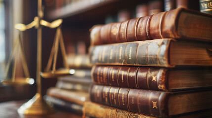 Stack of Law Books on Scale