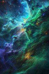 Fototapeta premium Colorful Nebula Swirling in Cosmic Ocean