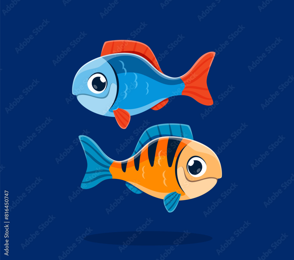 Fototapete underwater sea animals font and undersea type of equal sign of fishes, cartoon vector. math and nume