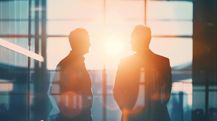 Silhouettes of Business People Discussing Outdoors : Generative AI