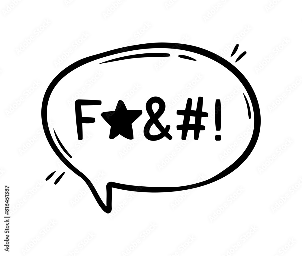 Aufkleber hate angry word in speech bubble, swear word or bad curse talk, cartoon comic vector. anger curse or