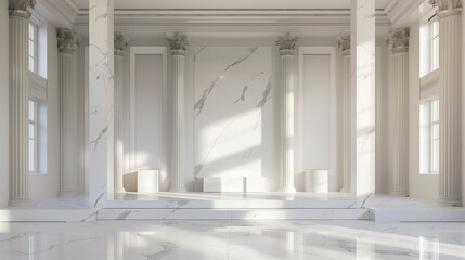 Fototapeta premium Luxurious White Room With Marble Columns