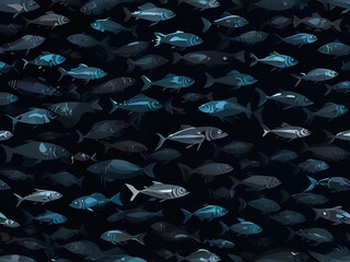 School fish silhouette Group sea shoal small fishes